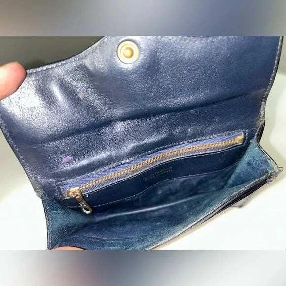 Gucci Web Navy Sherry Line GG Coated Canvas Clutch - Picture 6 of 13